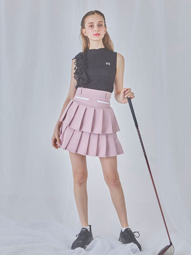 ミヌエール フリルプリーツスカート min-036（ピンク） | レディース