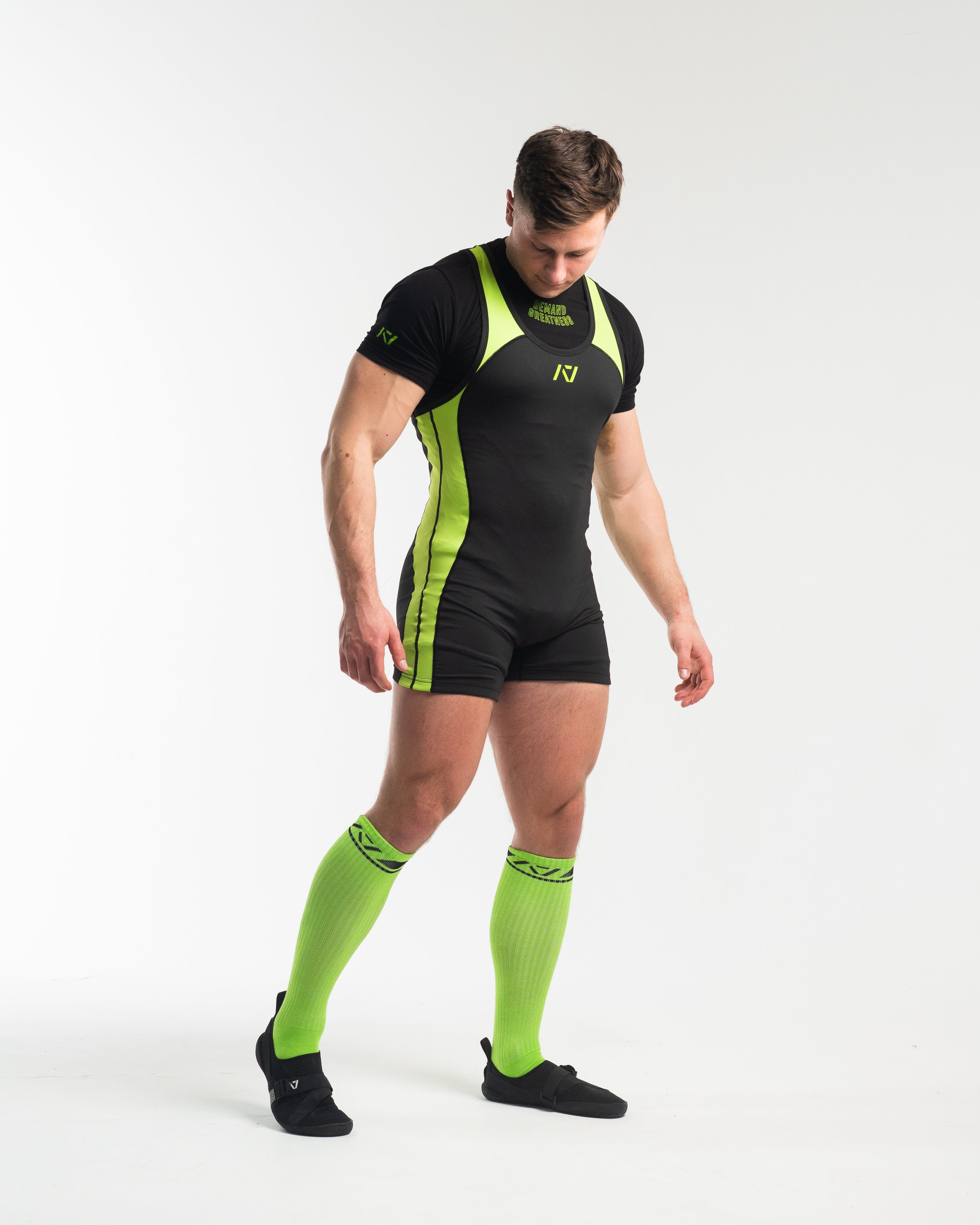 Luno Men's Black & Neon Green Singlet - Alien | A7