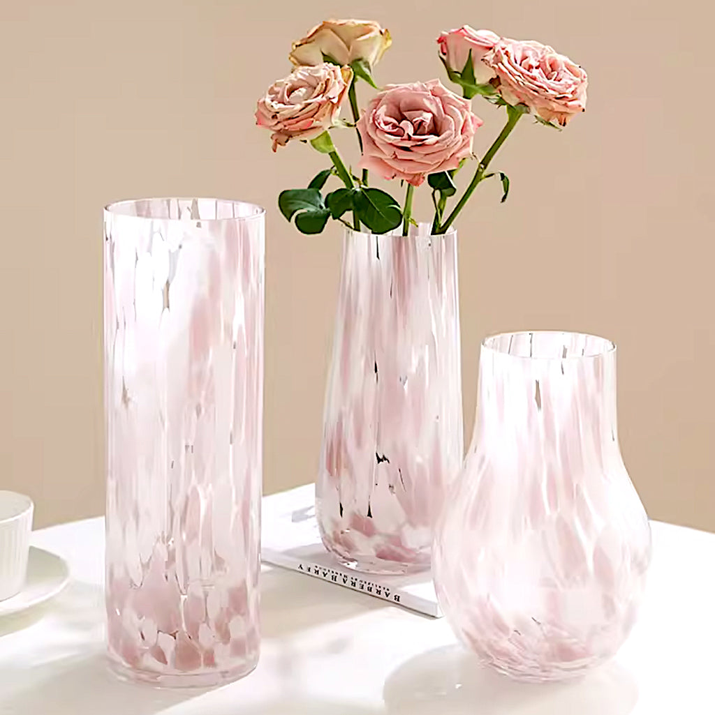 ヴィンテージガラス風ピンクフラワーベース – acacia