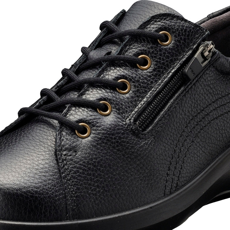 アキレス・ソルボ C 557 黒｜牛革4Eファスナー付きシューズ｜撥水