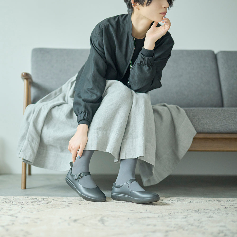 アキレス・ソルボ C 600 黒｜牛革2E ストラップシューズ