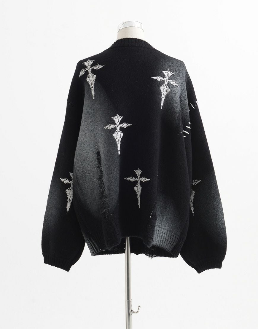REFLEM【レフレム】クラッシュクロスWジャガードカーディガン/全2色