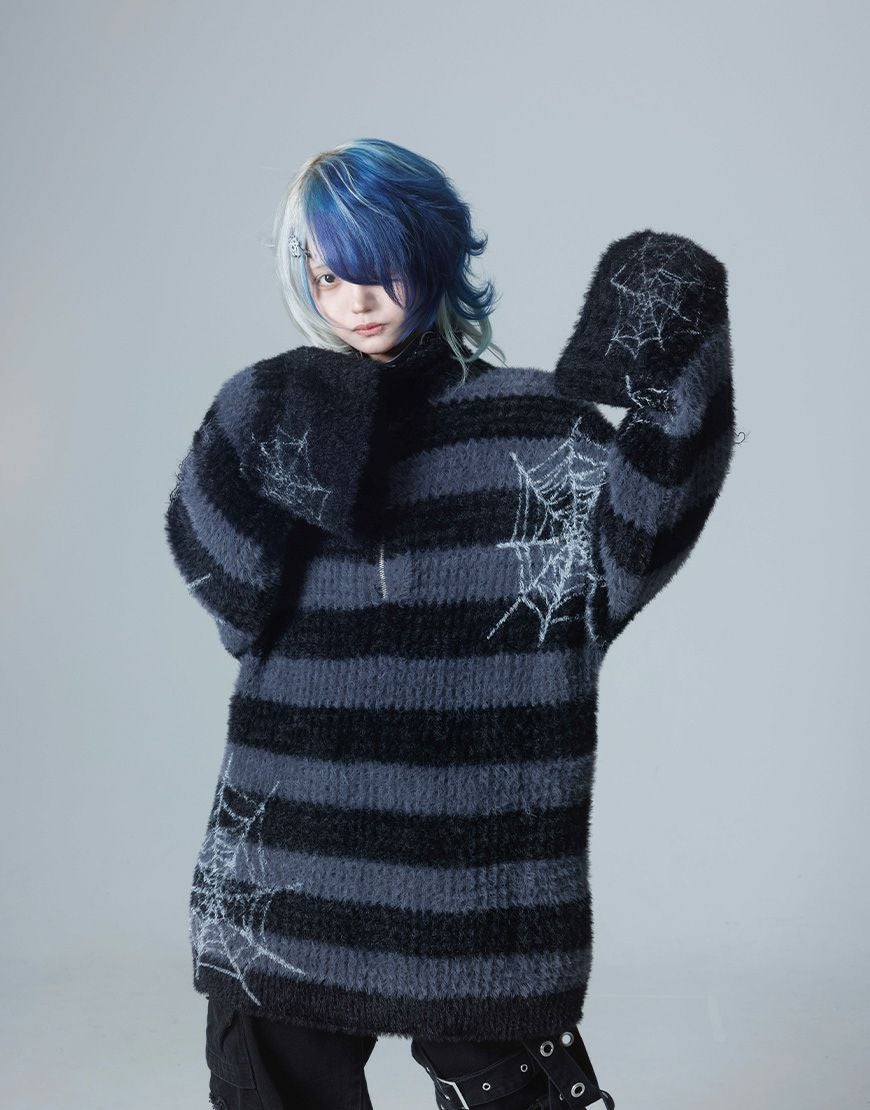 Gamchu【ガムチュ】Zakuro（ザクロ）格子編みフェザーハーフジップPO