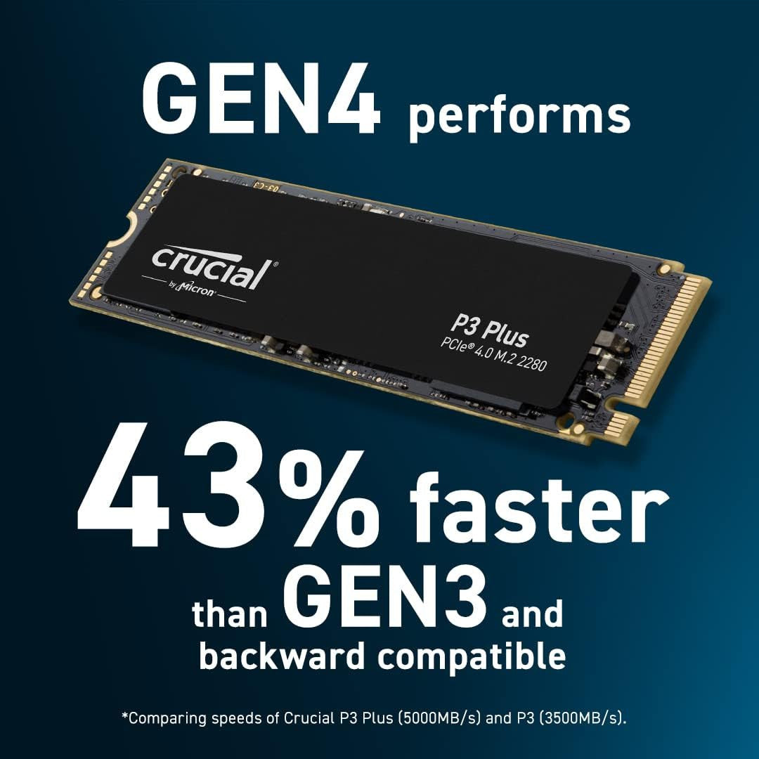 Crucial P3 Plus 1TB PCIe Gen4 3D NAND NVMe M.2 SSD, up to 5000MB/s