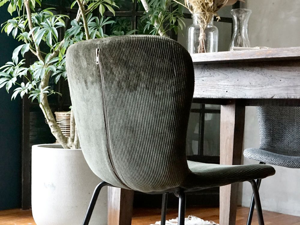 ジップ デザイン チェア コーデュロイ - a.depeche(アデペシュ)