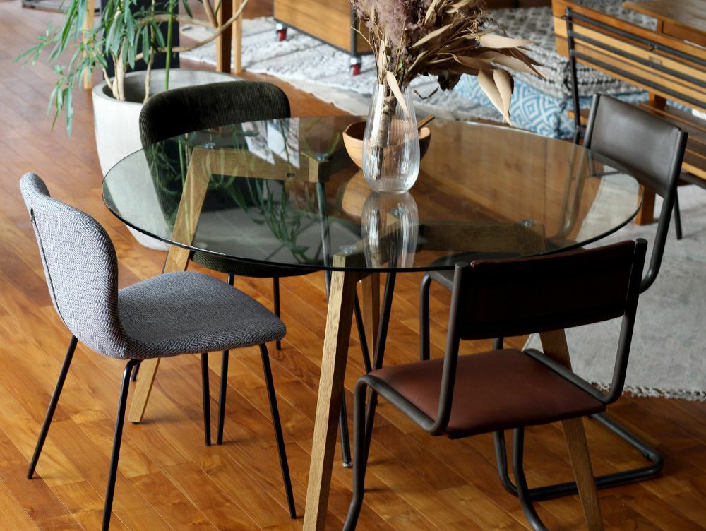 クーポン対象】Gノット ガラス テーブル 1200 ラウンド - a.depeche