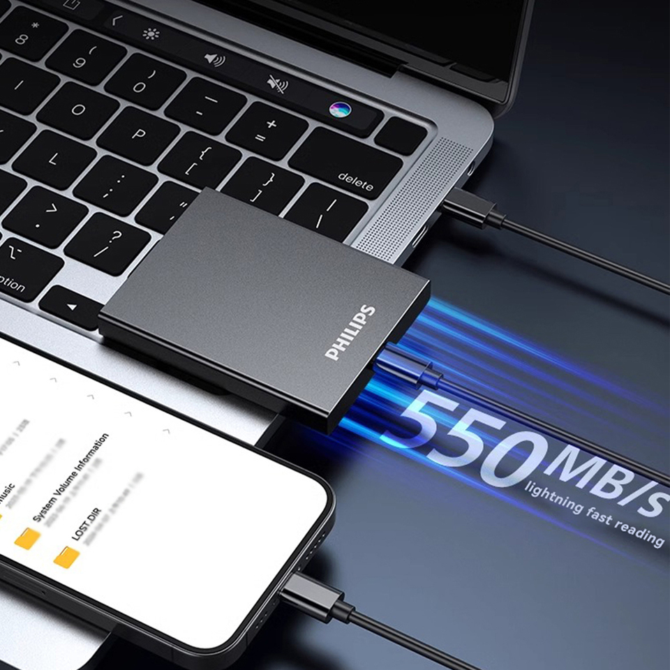 PHILIPS Portable SSD, 1TB External Solid State Drive, Speeds Up to