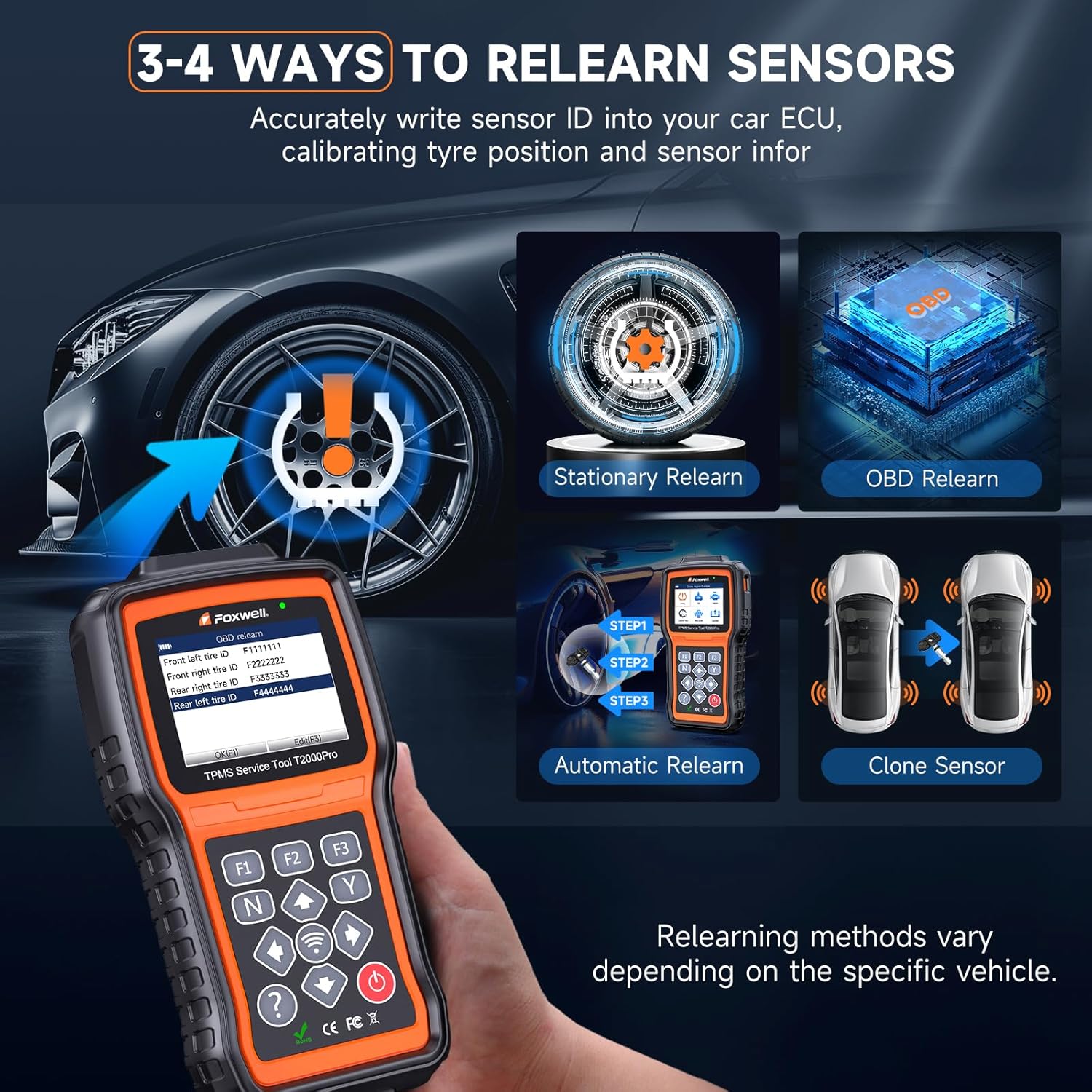 FOXWELL T2000 PRO Auto Tire Pressure Tool Reset TPMS Relearn