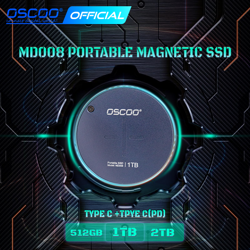 OSCOO Magnetic SSD Enclosure Portable SSDType C 3.2 Gen 2*1 PSSD