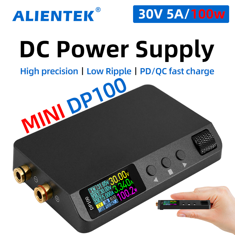 ALIENTEK DP100 DC 電源調整可能な 30V 5A 研究室ベンチ電源ポータブル
