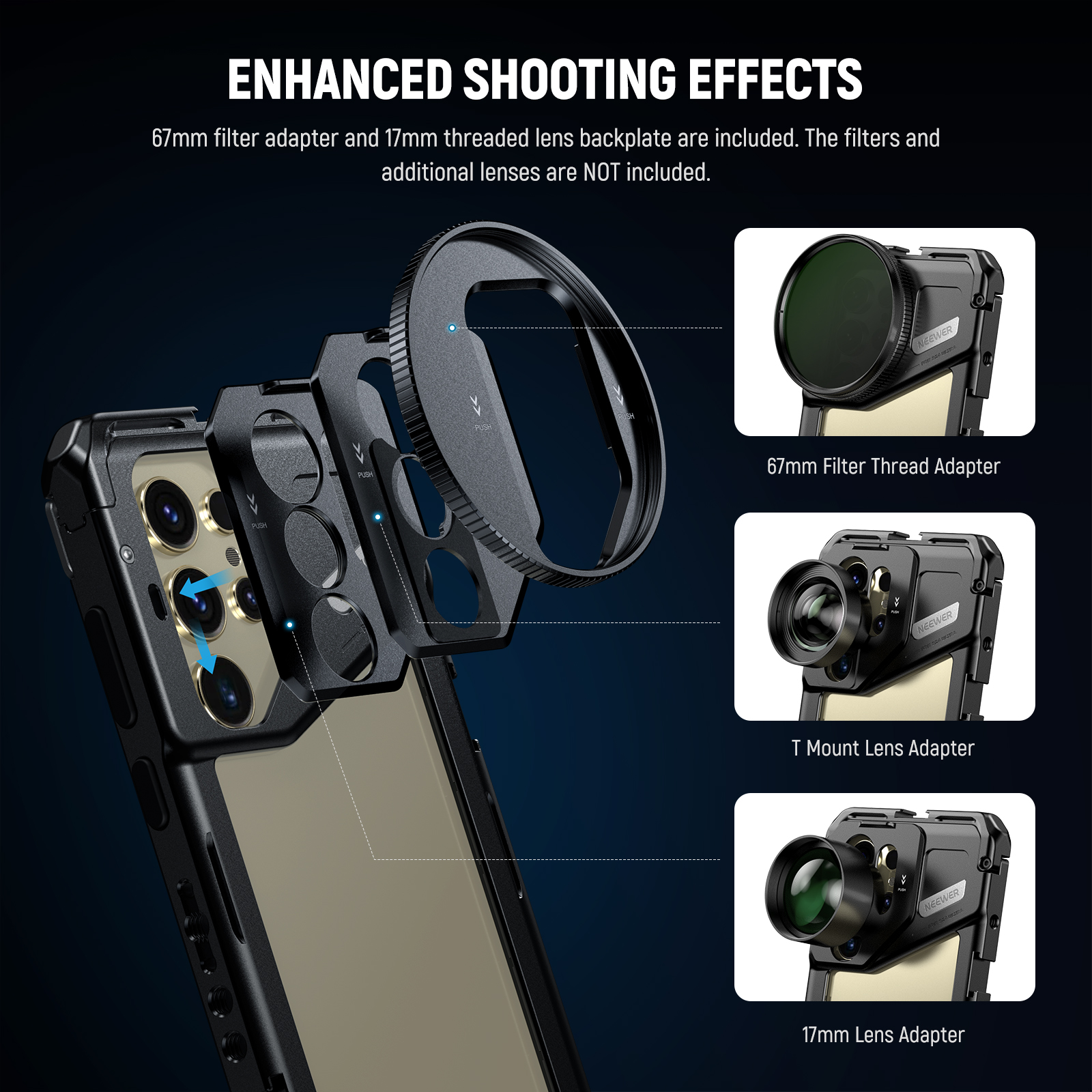 NEEWER 電話ケージ Samsung S22/S23/S24 Ultra 67mm フィルター