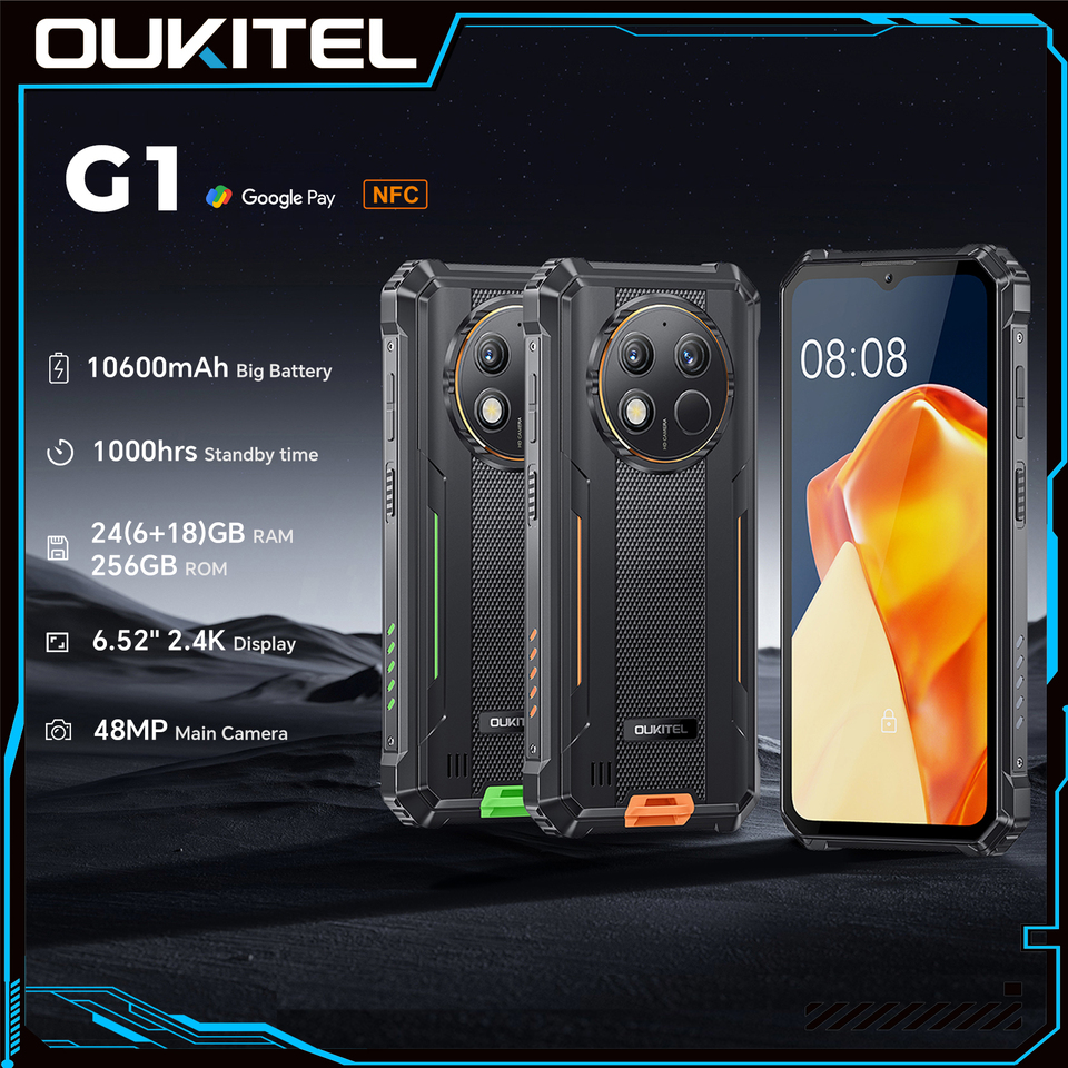 OUKITEL G1タフネススマホ - 10600mAh、24(6+18)GB+256GB、6.52インチ