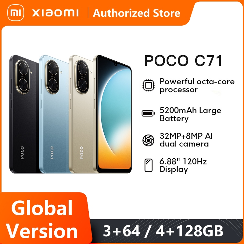 POCO C71グローバル版スマートフォン 6.88インチHD+ディスプレイ