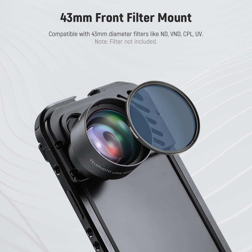 NEEWER HD 60mm Telephoto Lens 2X Magnification for iPhone 15 pro