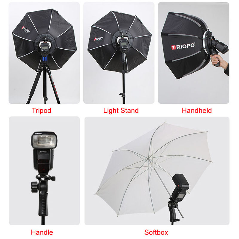 TRIOPO 65cm Portable Flash Outdoor Octagon Umbrella Softbox for