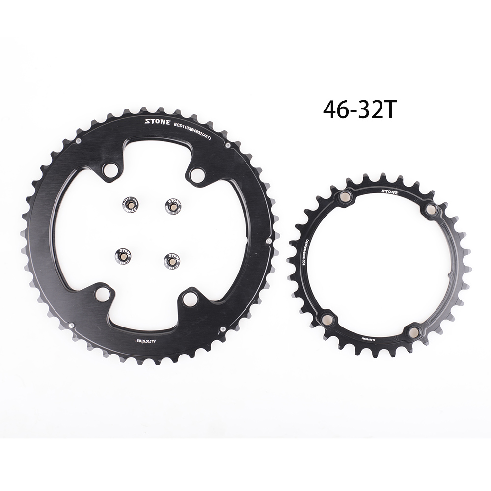 ストーンダブルチェーンリングbcd,110mm,4ボルト46t 32t 48t 33t 50t