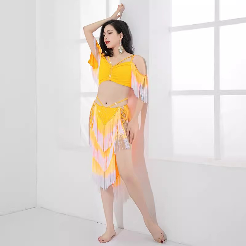 女の子ドラムソロダンス競技フリンジヒップスカートコントラストカラー