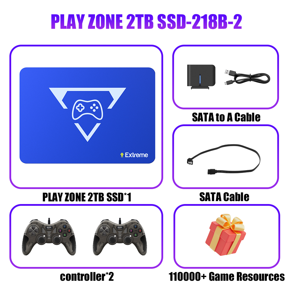 Play Zone 2TB Gaming SSD Game Console with 20000+Game &80+Emulator