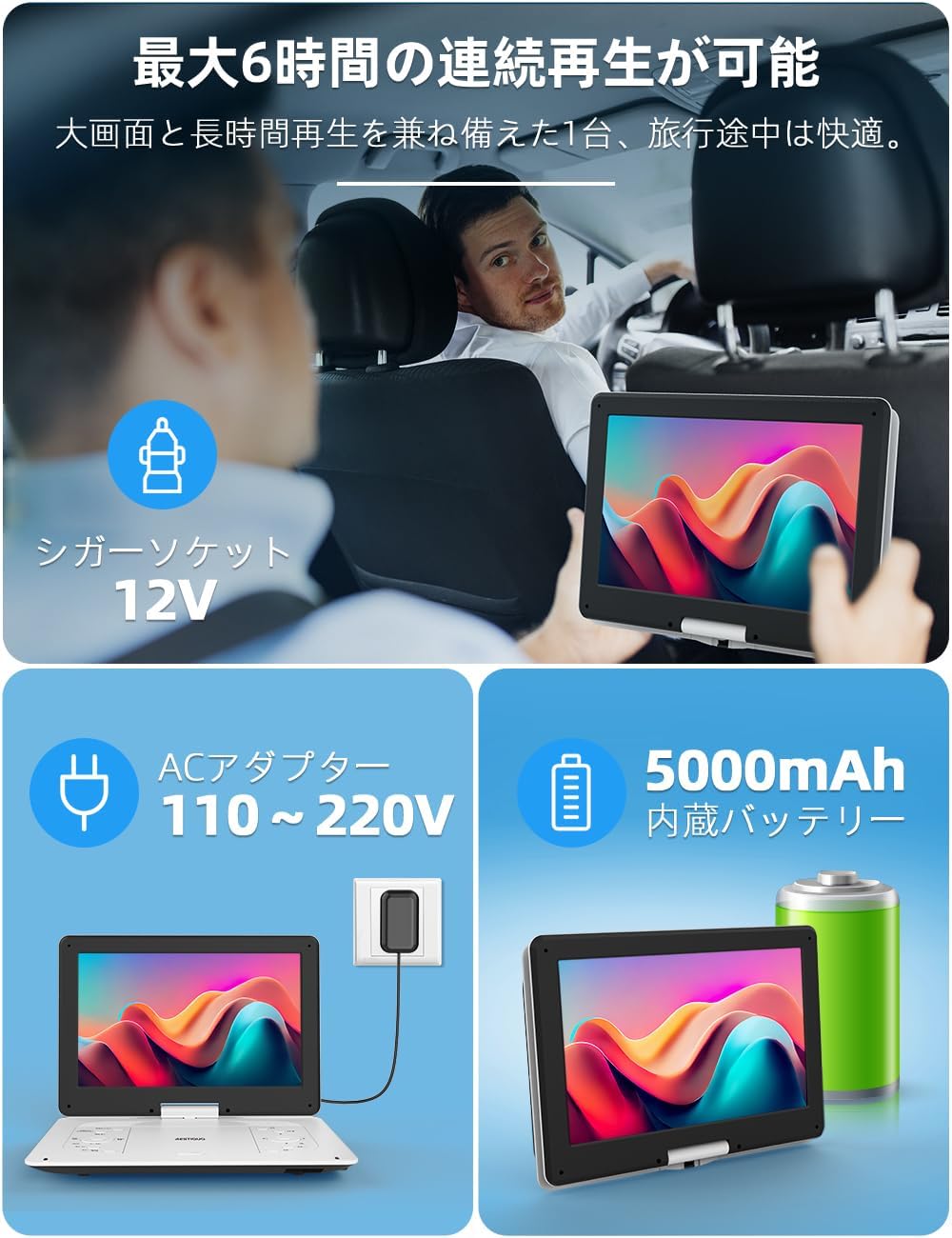 Aestiquo車載/家庭用 DVDプレーヤー PD141 - 14.1型大画面・HDMI/AV