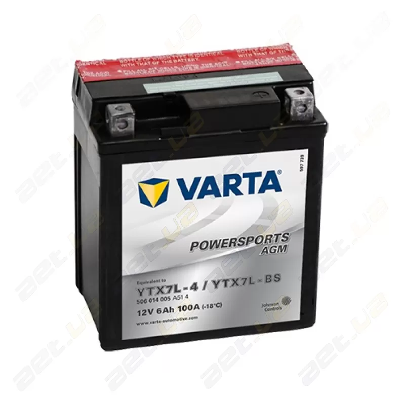 Varta PS AGM (YTX7L-BS) 12V 6Ah 100А R+ придбати Мото акумулятор в