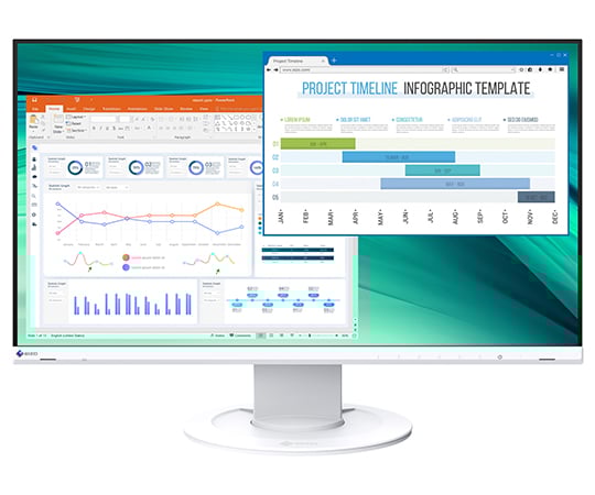 4-2911-03 カラー液晶モニター 23.8型 ホワイト EV2460-WT 【AXEL