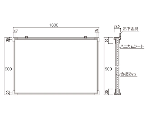 61-9248-11 掲示板 アルミ製 吊下型 幅1800×高900mm レザー貼 緑 SMS
