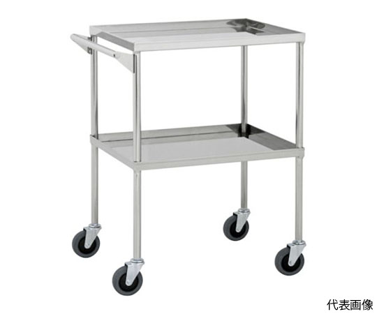 61-3103-78 ステンレスワゴン 2段 自在キャスター付き 間口750mm 奥行