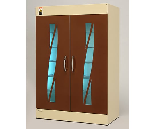 63-1675-64 殺菌線方式スリッパ殺菌ロッカー 12足用 ブラウン KE