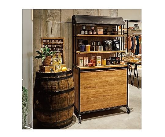 65-8119-50 【什器セットまるごと購入】ハコマルシェワゴン幅90cm黒