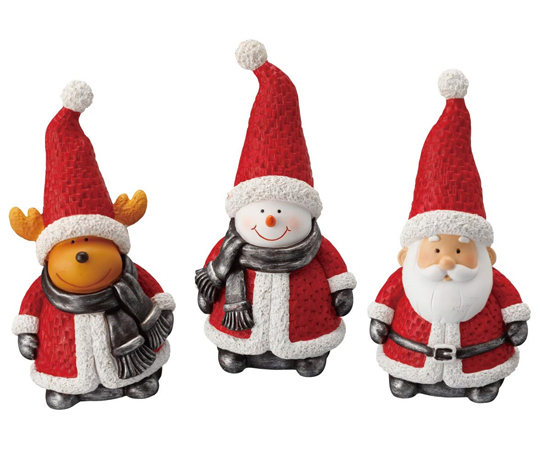 クリスマスキャラクターオブジェ 25cm スノーマン/トナカイ/サンタ