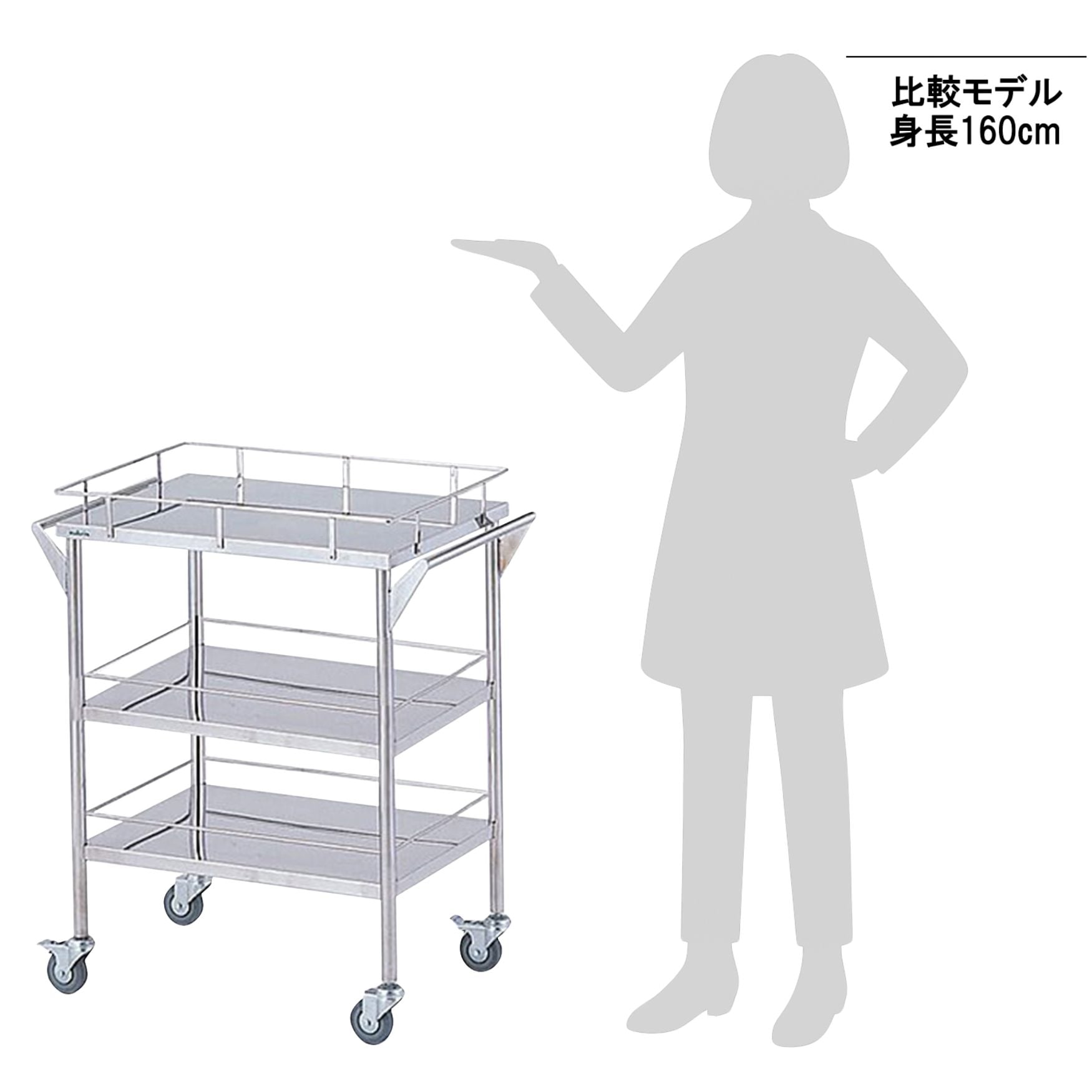 8-7465-03 ストレージステンレスカート 3段 (幅600mm) CHS-3 【AXEL