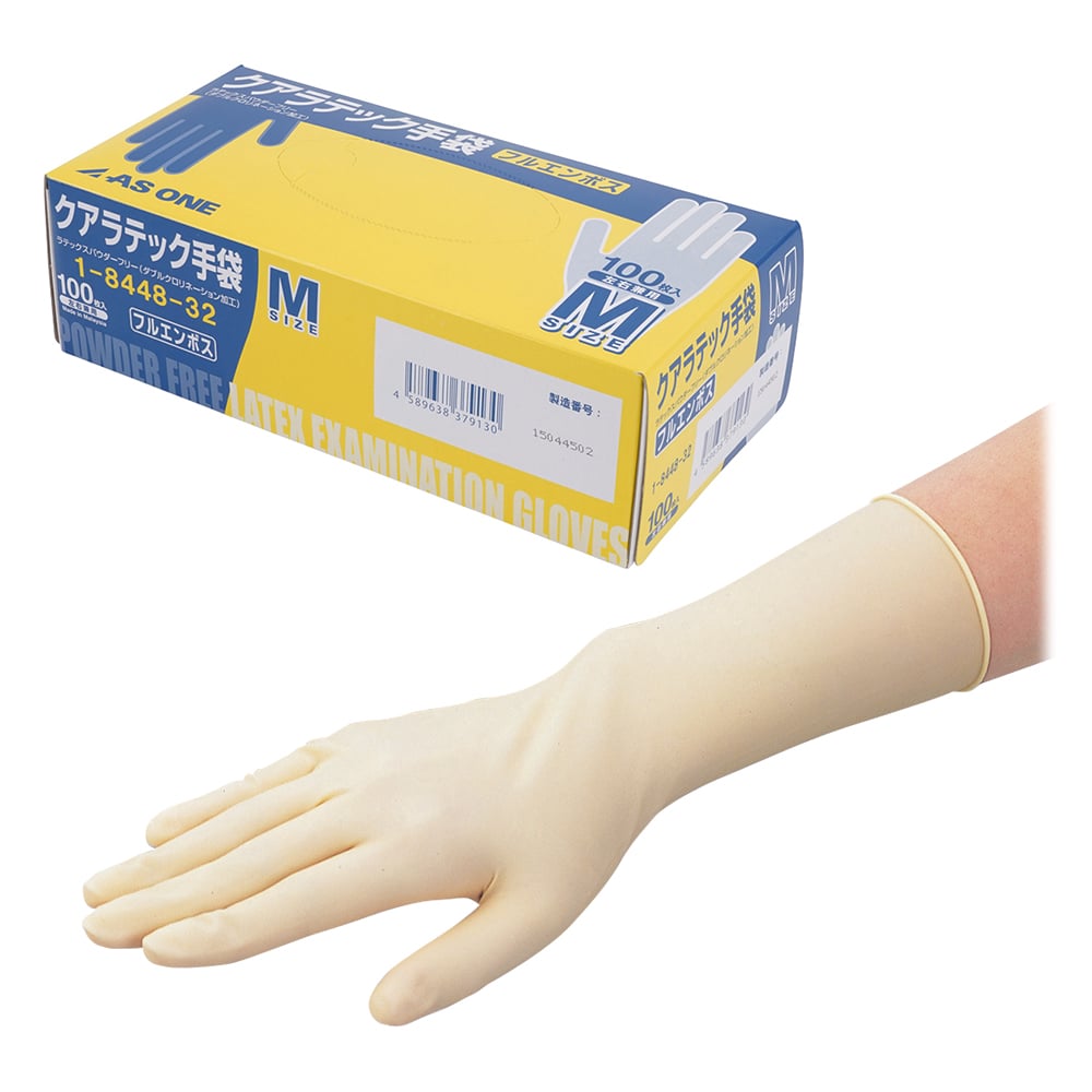 1-8448-32 クアラテック手袋 フルエンボス（パウダーフリー） M 100枚
