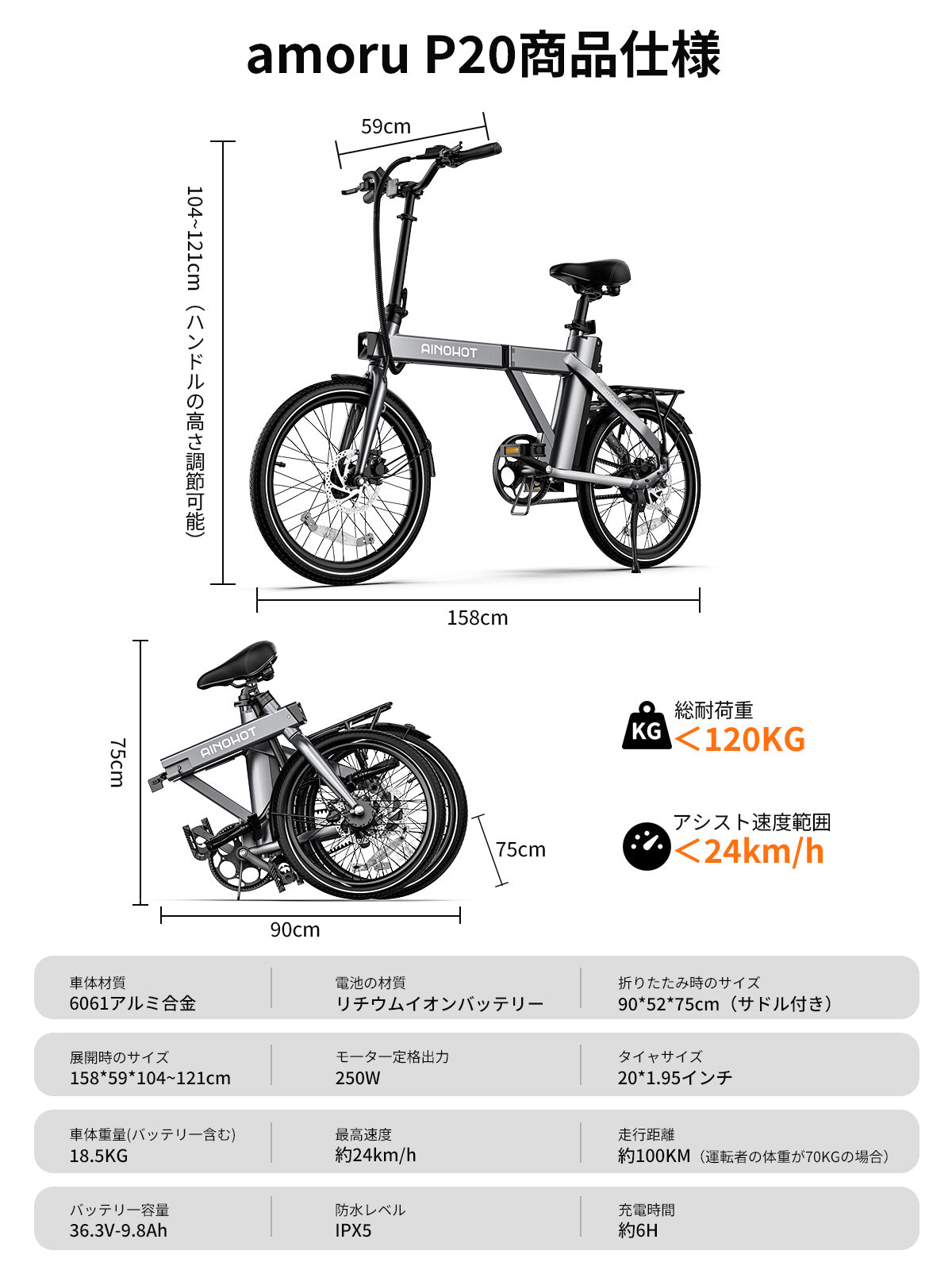 期間限定】AINOHOT amoru P20｜電動アシスト付き自転車 – ainohotglobal