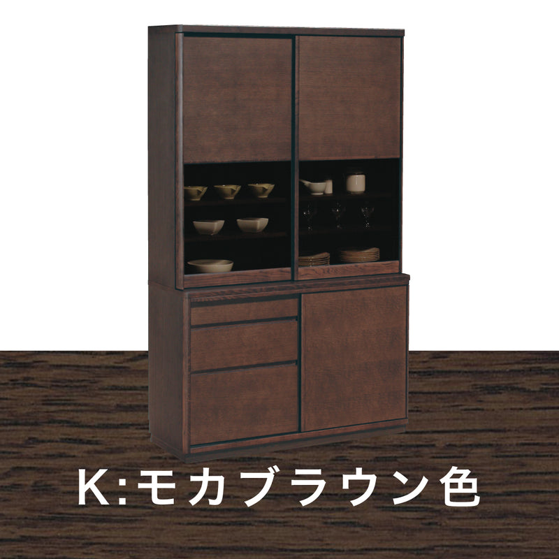 カリモク 引き戸 食器棚 ET4410 幅115.4cm 耐震対策 オーク材 木製