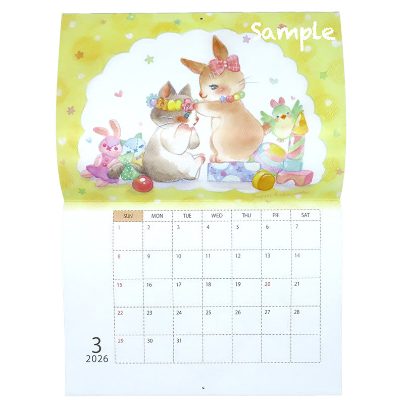 ネコポス対応可】2026年 壁掛けカレンダー（小林さゆり）