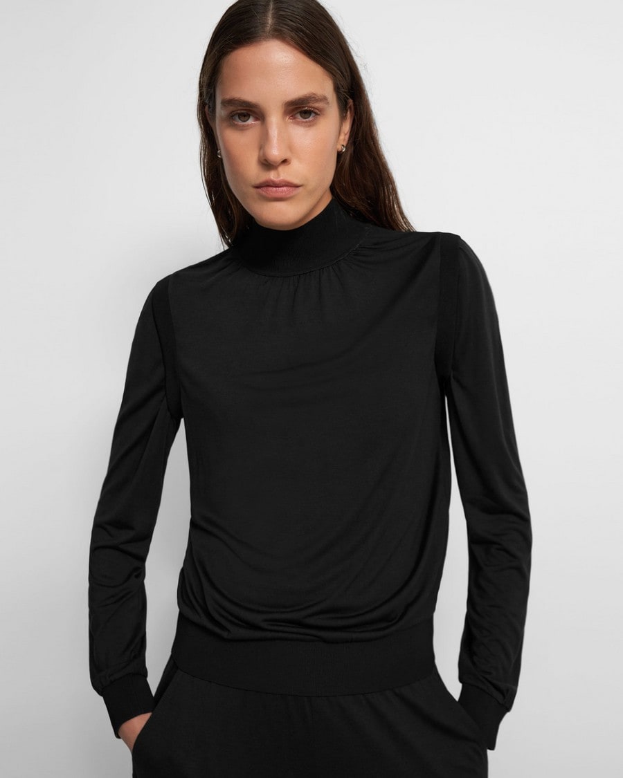 Modal-Silk Mock Neck Top | Theory