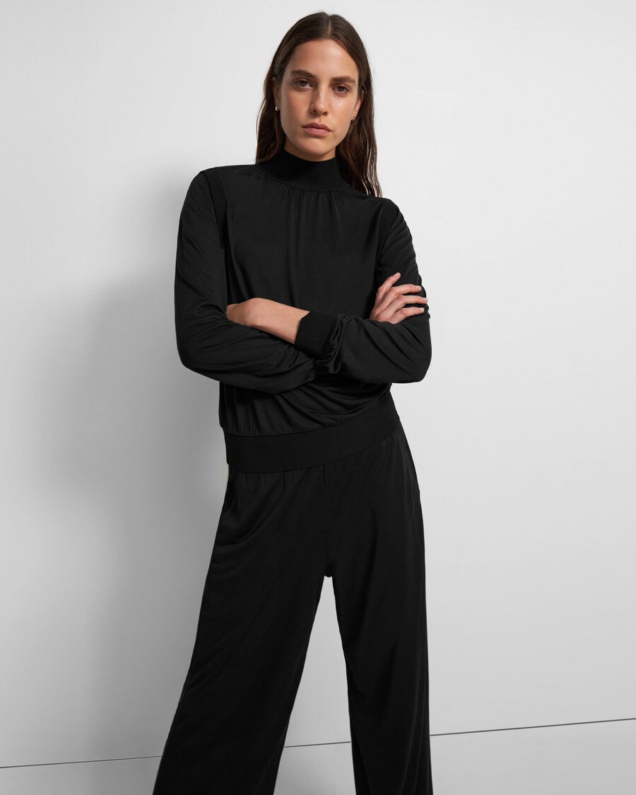 Modal-Silk Mock Neck Top | Theory