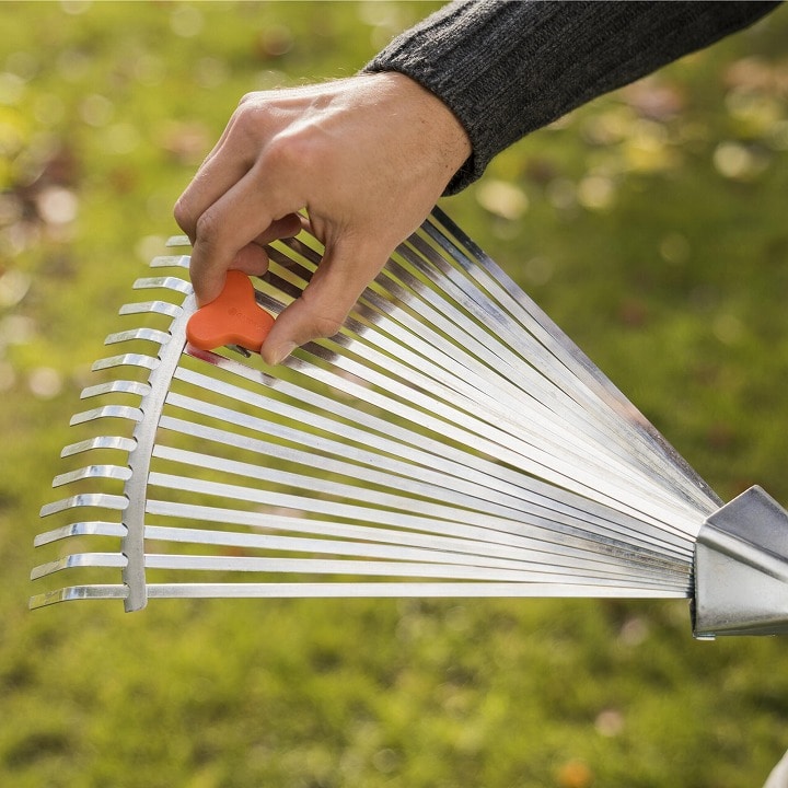 コンビシステム アジャスタブル熊手 スチール製 /A: ガーデンツール