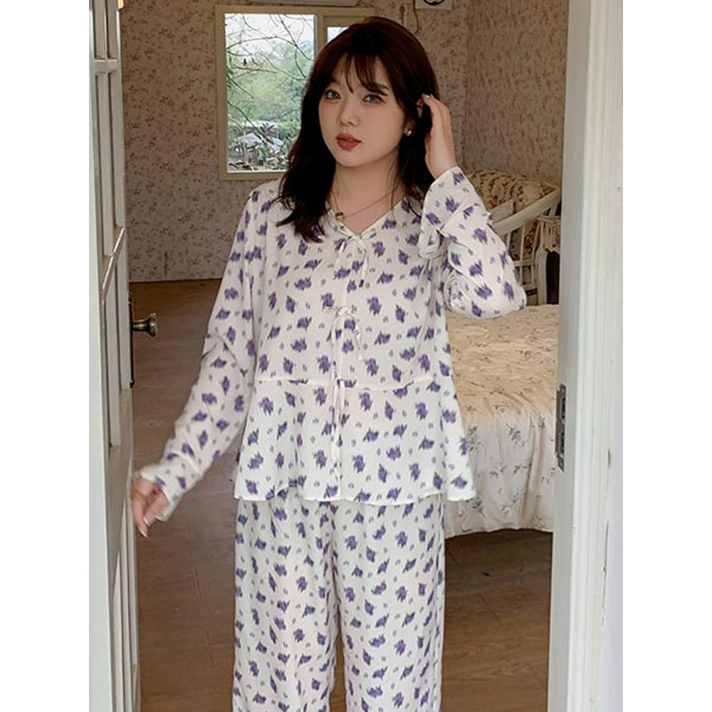 優しい花柄プリントが涼しげ！大人ガーリーなパジャマ上下セット