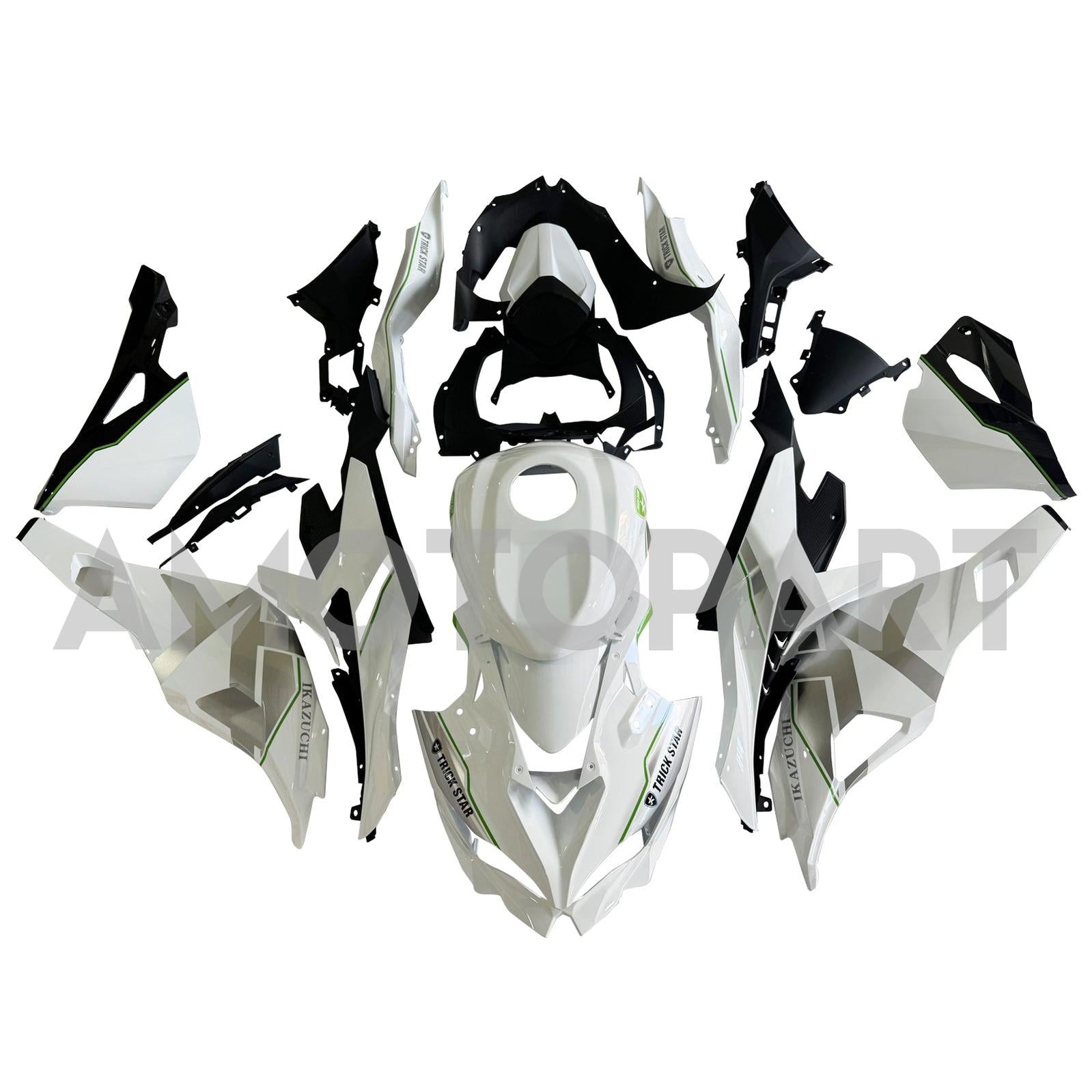 Amotopart 2019-2025 Kawasaki Ninja ZX25R ZX4R ZX4RR White Fairing Kit