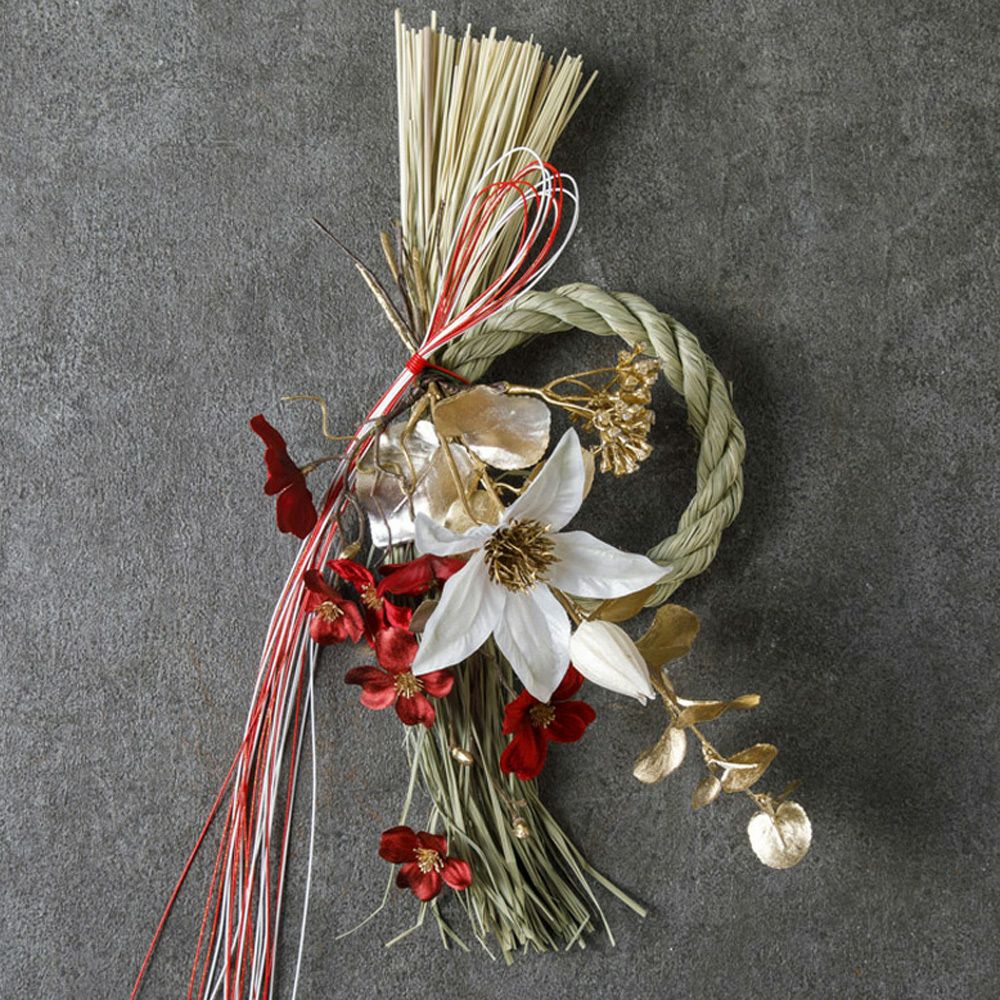 お正月飾り しめ飾り お正月リース お正月フラワーアレンジ（造花）A