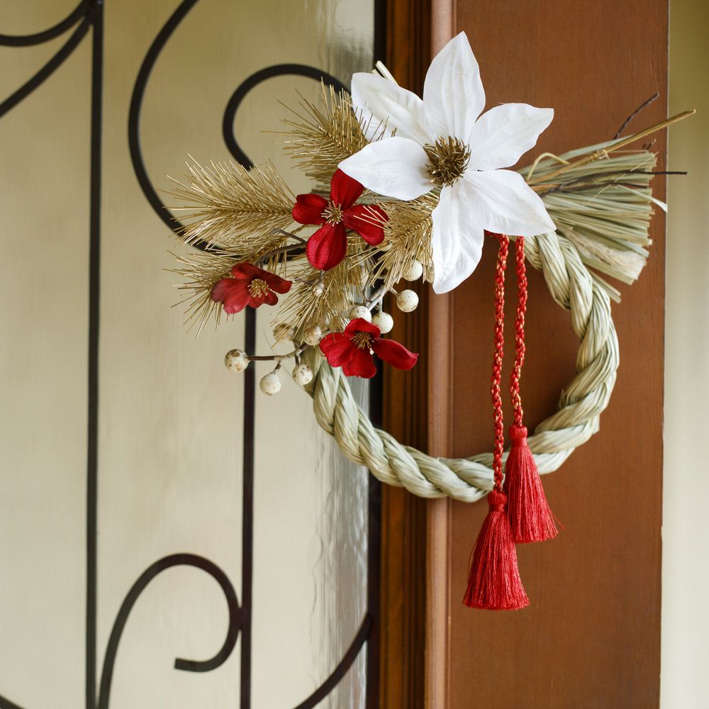 お正月飾り しめ飾り お正月リース お正月フラワーアレンジ（造花）B