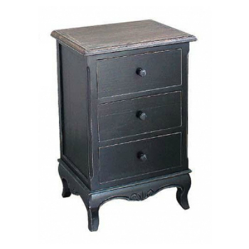 シャビーシックチェスト3ドロワー (黒 ブラック)アンティーク調 レトロ
