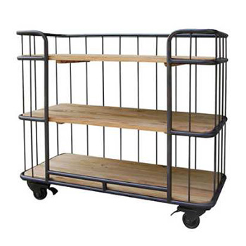 グリッド3シェルフ パイン スチールラック アンティーク 棚 3段