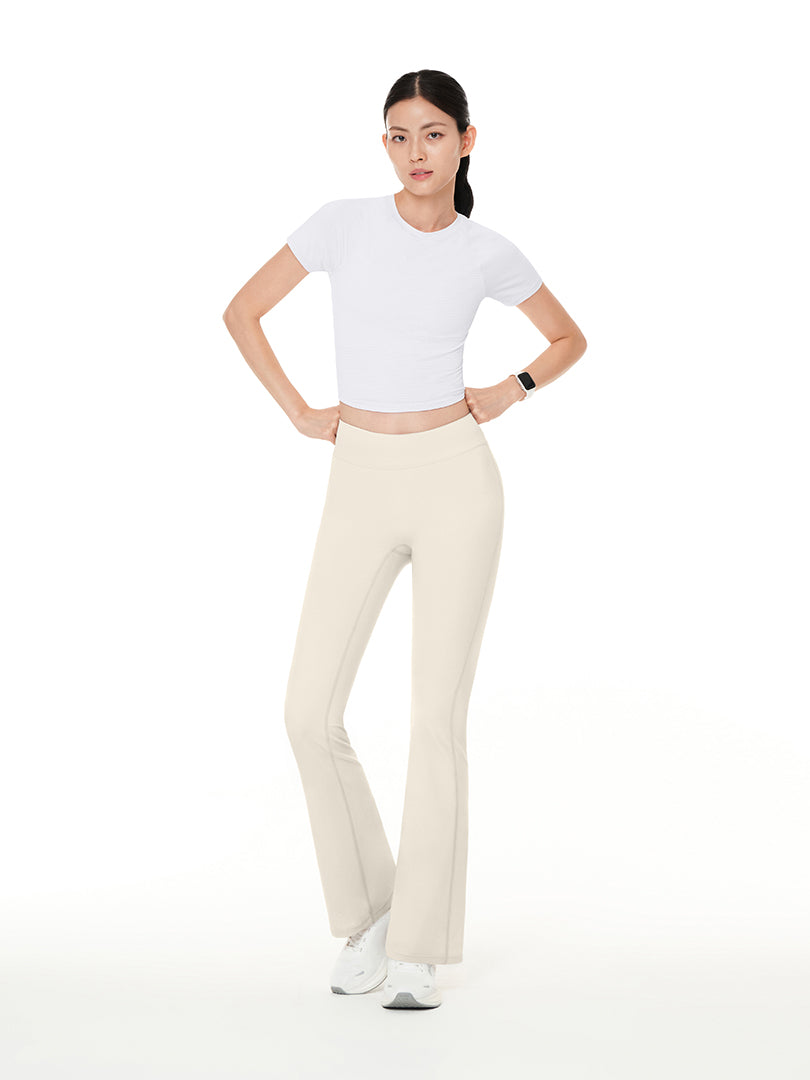 Airywin シャロン フレアレギンス (ベージュ＆ブラウン) | andar JAPAN