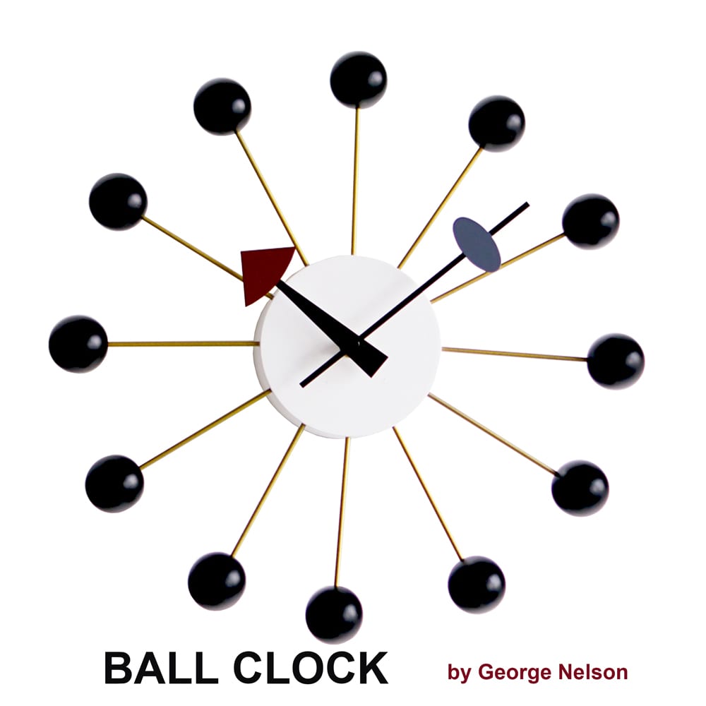 ブラック】ジョージネルソンデザイン ボールクロック 壁掛け時計 静音