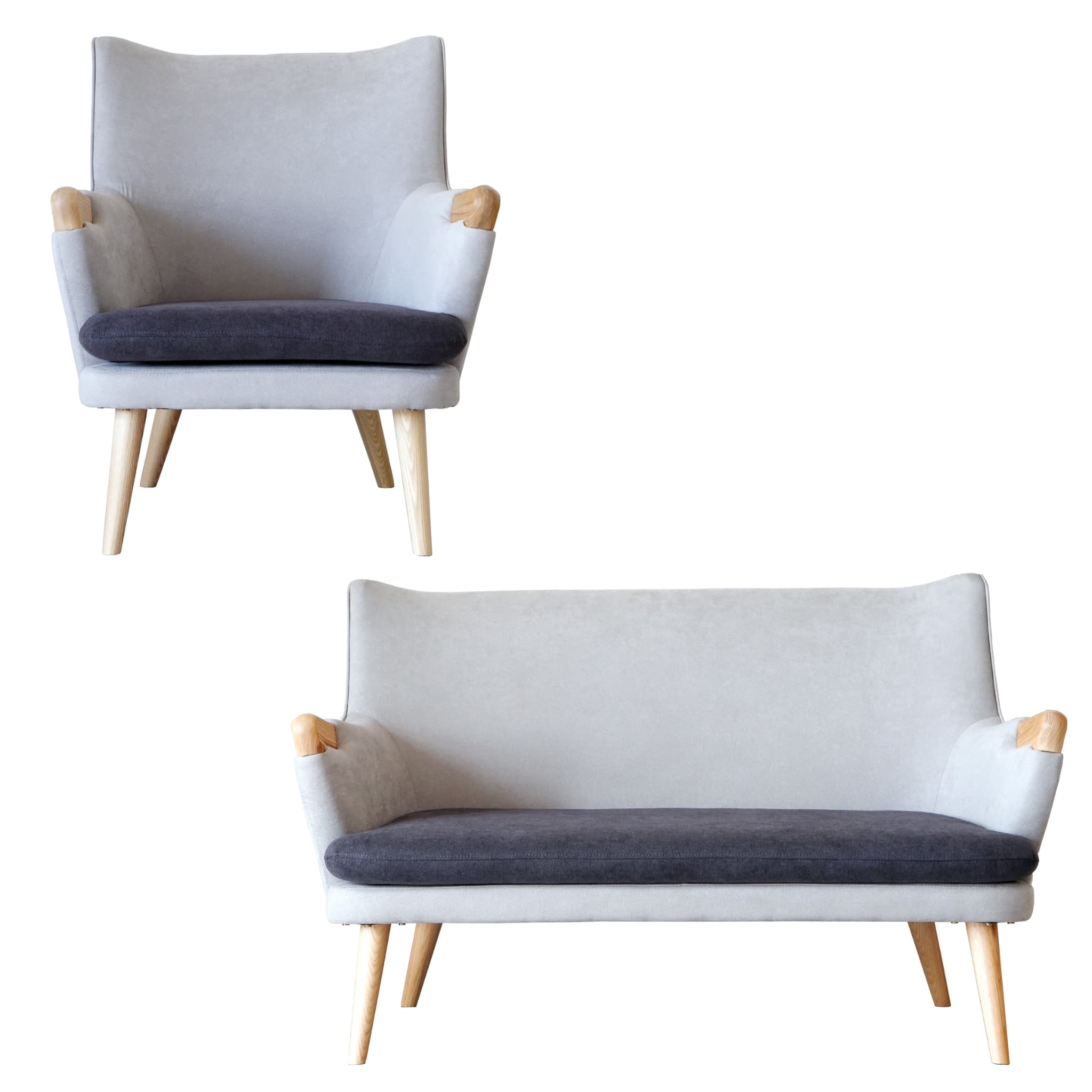 グレー】2点セット ハンス・J・ウェグナー CH-71 ミニベアチェア CH-72