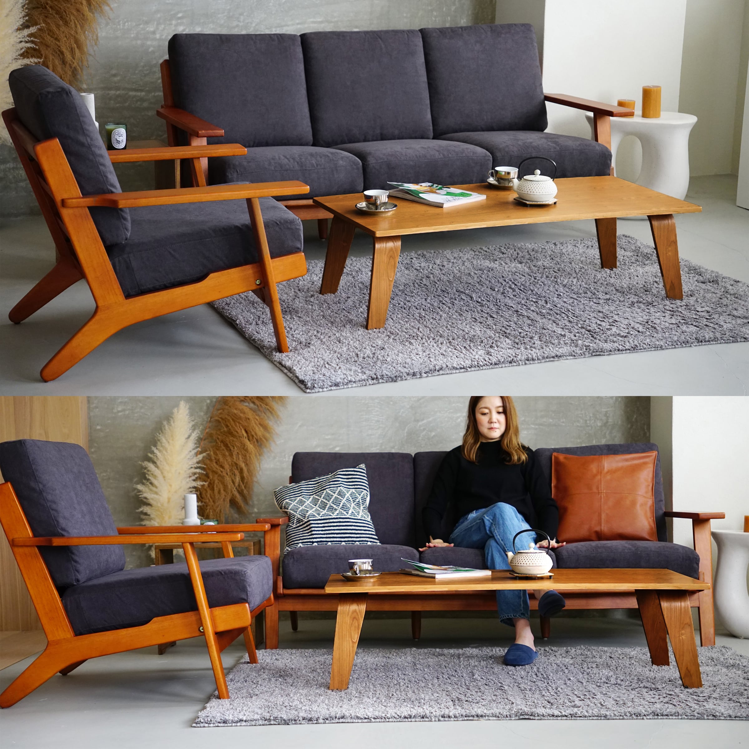 ダークグレーセット】 ハンス・J・ウェグナー GE290 1P & 3P GETAMA