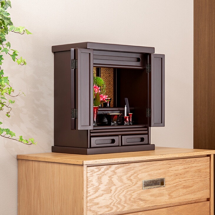 入荷予定3月中旬 木製上置仏壇 ミニ仏壇 仏壇(黒檀調): アイネット