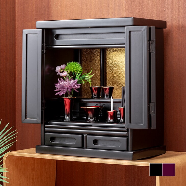 入荷予定3月中旬 木製上置仏壇 ミニ仏壇 仏壇(黒檀調): アイネット